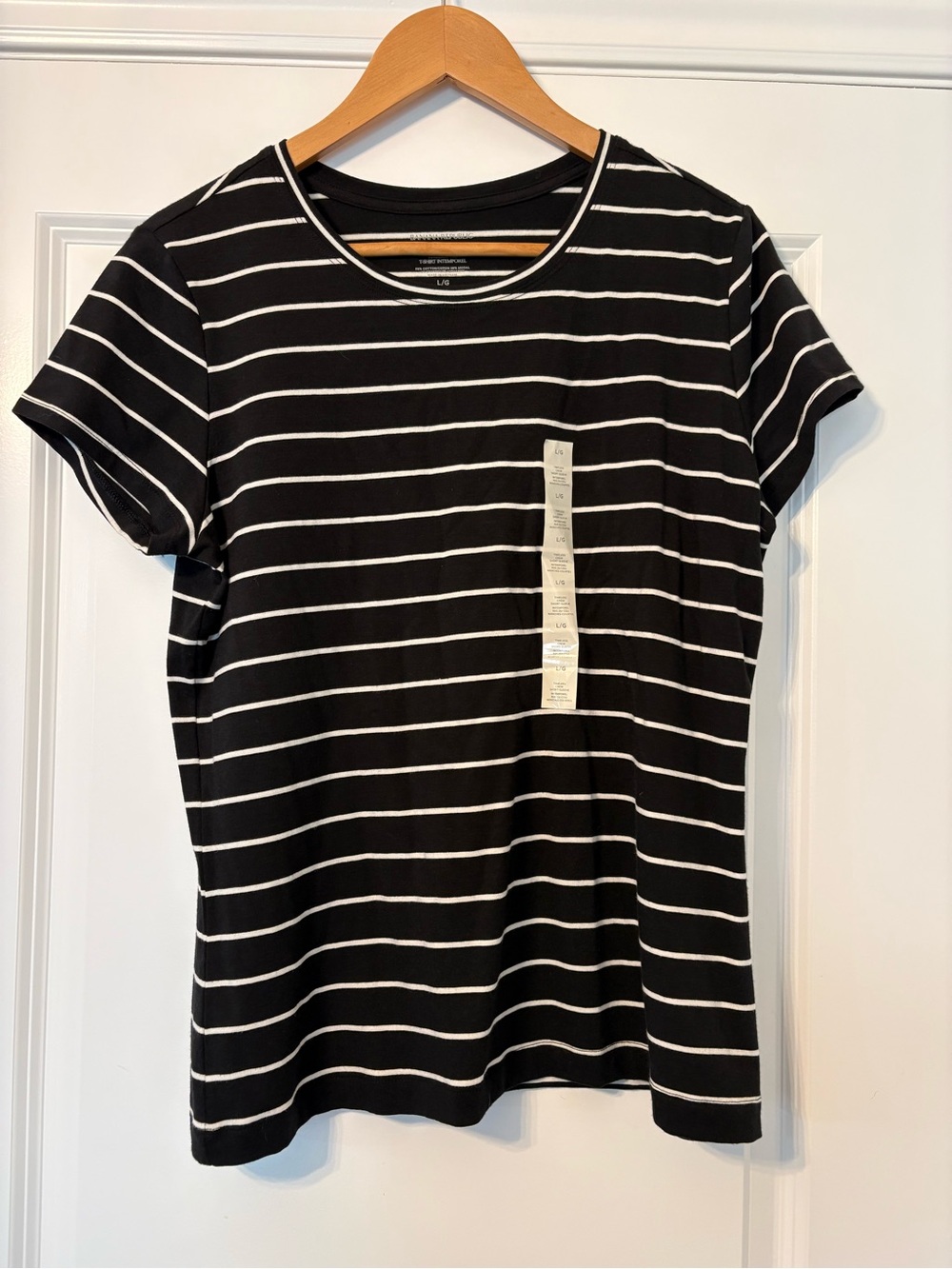 Banana Republic Black and White Striped Short Sleeve Tee